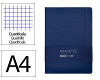 Cuaderno con gomilla Antartik notes tapa dura A4 hojas cuadricula azul marino 100 hojas 80 g