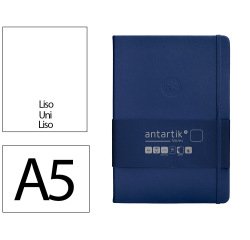 Cuaderno con gomilla antartik notes tapa dura a5 hojas lisas azul marino 100 hojas 80 gr fsc