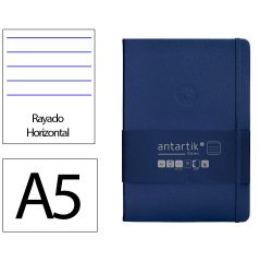 Cuaderno con gomilla Antartik notes tapa dura A5 hojas rayas azul marino 100 hojas 80 g