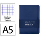 Cuaderno con gomilla Antartik notes tapa dura A5 hojas cuadricula azul marino 100 hojas 80 g