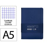 Cuaderno con gomilla antartik notes tapa dura a5 hojas cuadricula azul marino 100 hojas 80 gr fsc