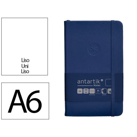 Cuaderno con gomilla Antartik notes tapa dura A6 hojas lisas azul marino 100 hojas 80 g