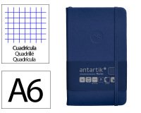 Cuaderno con gomilla Antartik notes tapa dura A6 hojas cuadricula azul marino 100 hojas 80 g