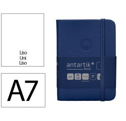 Cuaderno con gomilla antartik notes tapa dura a7 hojas lisas azul marino 80 hojas 80 gr fsc