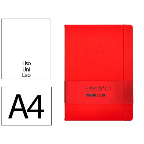 Cuaderno con gomilla Antartik notes tapa dura A4 hojas lisas rojo 100 hojas 80 g