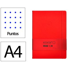Cuaderno con gomilla Antartik Notes tapa dura A4 hojas puntos rojo 100 hojas 80 g