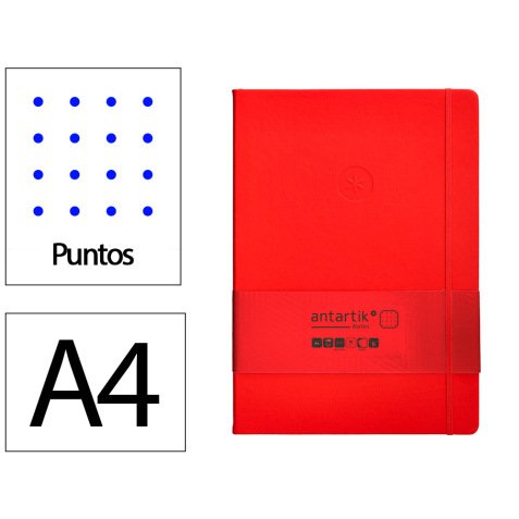 Cuaderno con gomilla antartik notes tapa dura a4 hojas puntos rojo 100 hojas 80 gr fsc