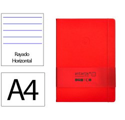 Cuaderno con gomilla Antartik notes tapa dura A4 hojas rayas rojo 100 hojas 80 g