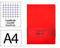 Cuaderno con gomilla Antartik notes tapa dura A4 hojas cuadricula rojo 100 hojas 80 g