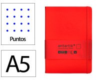 Cuaderno con gomilla Antartik notes tapa dura A5 hojas puntos rojo 100 hojas 80 g