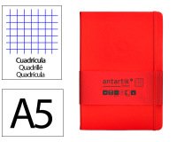 Cuaderno con gomilla Antartik notes tapa dura A5 hojas cuadricula rojo 100 hojas 80 g