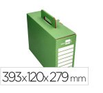 Caja archivador definitivo liderpapel carton reforzado con asa color verde cheque libro 393x120x279mm