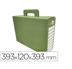 Caja cheque-libro liderpapel para material escolar carton reforzado con asa color verde 393x120x393 mm