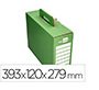 Caja archivador definitivo liderpapel carton reforzado con asa color verde cheque libro 393x120x279mm