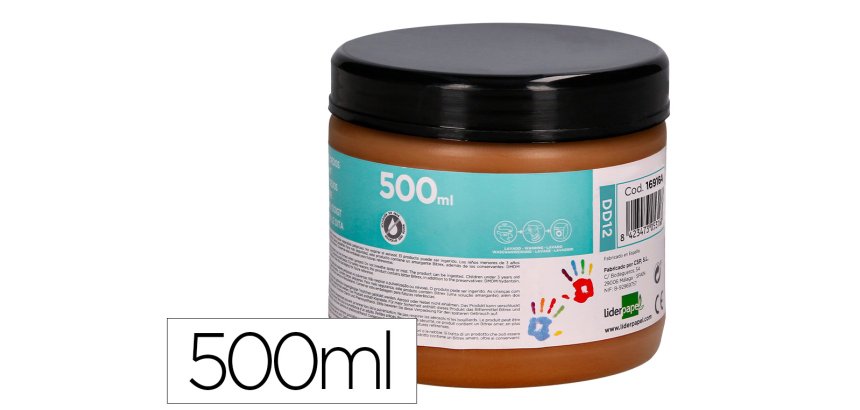 Pintura dedos liderpapel marron tarrina de 500 cc