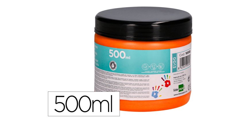 Pintura dedos liderpapel naranja tarrina de 500 cc