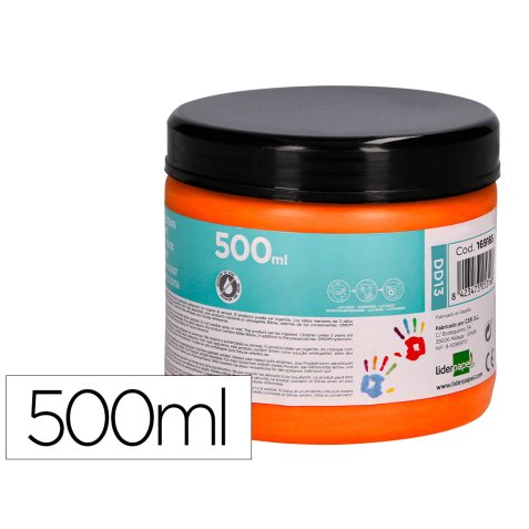 Pintura dedos liderpapel naranja tarrina de 500 cc