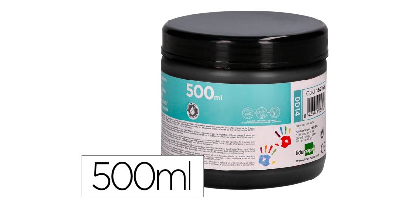 Pintura dedos liderpapel negro tarrina de 500 cc