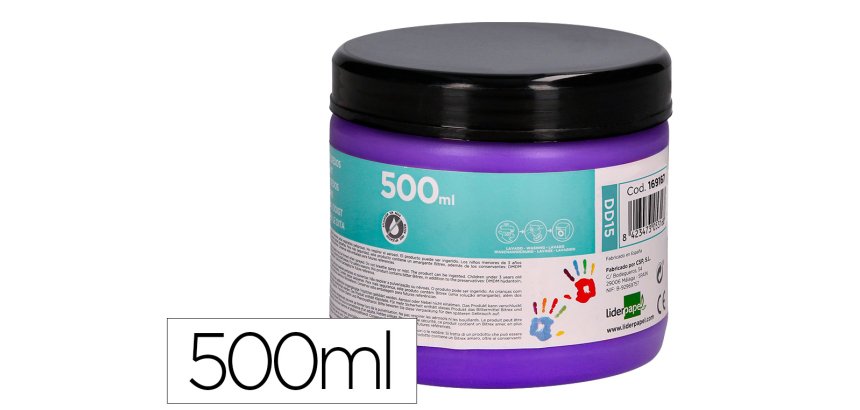 Pintura dedos liderpapel violeta tarrina de 500 cc