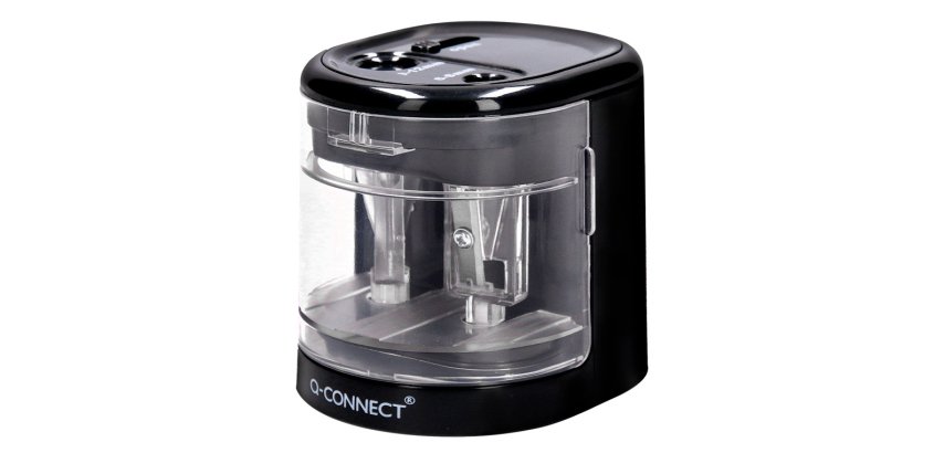 Sacapuntas q-connect kf14568 electrico de sobremesa cable usb/4 pilas aa afila cuchilla diametros de 6 a 12mm dos usos