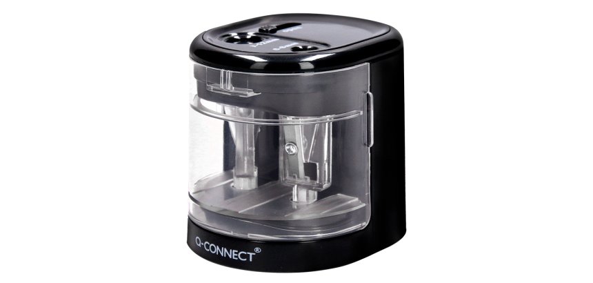Sacapuntas q-connect kf14568 electrico de sobremesa cable usb/4 pilas aa afila cuchilla diametros de 6 a 12mm dos usos