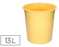 Papelera plastico q-connect amarillo pastel opaco 13 litros 275x285 mm