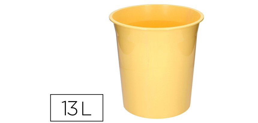 Papelera plastico q-connect amarillo pastel opaco 13 litros 275x285 mm