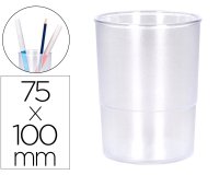 Cubilete portalapices q-connect transparente plastico diametro 75 mm alto 100 mm