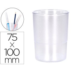 Cubilete portalapices q-connect transparente plastico diametro 75 mm alto 100 mm