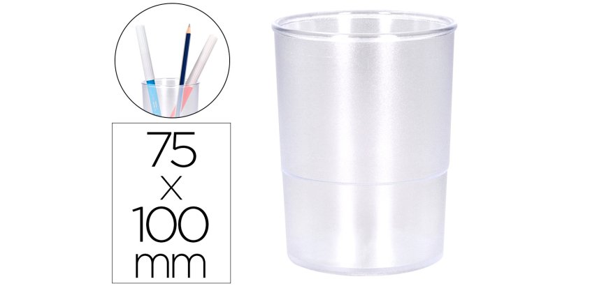 Cubilete portalapices q-connect transparente plastico diametro 75 mm alto 100 mm