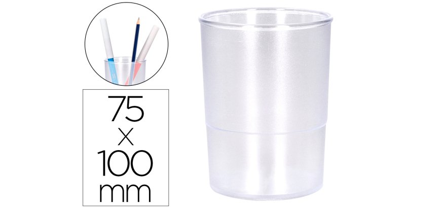 Cubilete portalapices q-connect transparente plastico diametro 75 mm alto 100 mm