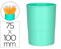 Cubilete portalapices q-connect verde menta pastel opaco plastico diametro 75 mm alto 100 mm