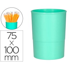 Cubilete portalapices q-connect verde menta pastel opaco plastico diametro 75 mm alto 100 mm