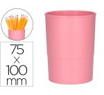 Cubilete portalapices q-connect rosa pastel opaco plastico diametro 75 mm alto 100 mm