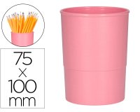 Cubilete portalapices q-connect rosa pastel opaco plastico diametro 75 mm alto 100 mm