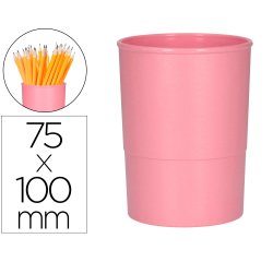 Cubilete portalapices q-connect rosa pastel opaco plastico diametro 75 mm alto 100 mm