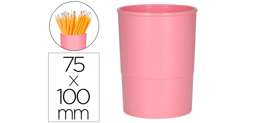Cubilete portalapices q-connect rosa pastel opaco plastico diametro 75 mm alto 100 mm
