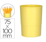 Cubilete portalapices q-connect amarillo pastel opaco plastico diametro 75 mm alto 100 mm