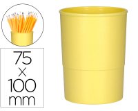 Cubilete portalapices q-connect amarillo pastel opaco plastico diametro 75 mm alto 100 mm