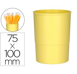 Cubilete portalapices q-connect amarillo pastel opaco plastico diametro 75 mm alto 100 mm