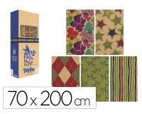 Papel de regalo basika kraft todo año rollo ancho 70 cm longitud 2 m diseños surtidos gramaje 50 g