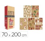 Papel de regalo basika kraft navidad rollo ancho 70 cm longitud 2 m diseños surtidos gramaje 50 g