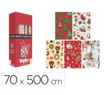 Papel de regalo basika navidad rollo ancho 70 cm longitud 5 m diseños surtidos gramaje 50 g