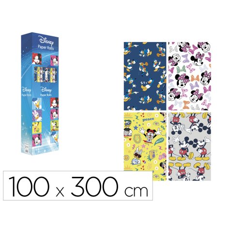 Papel de regalo basika disney rollo ancho 100 cm longitud 3 mt diseños surtidos gramaje 50 gr