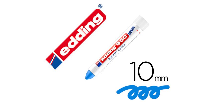 Marcador edding permanente 950 pasta opaca azul punta redonda 10 mm para superficies oxidadas/rugosas