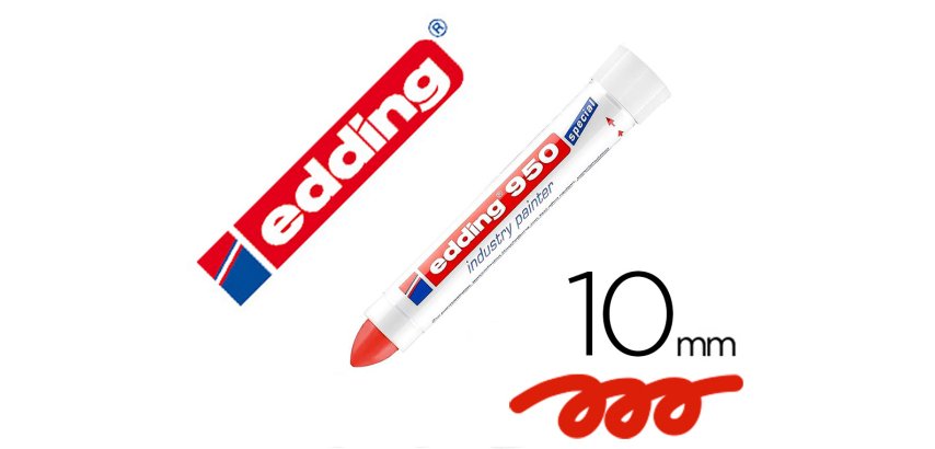 Marcador edding permanente 950 pasta opaca rojo punta redonda 10 mm para superficies oxidadas/rugosas