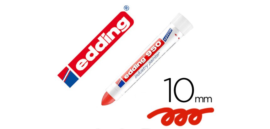 Marcador edding permanente 950 pasta opaca rojo punta redonda 10 mm para superficies oxidadas/rugosas