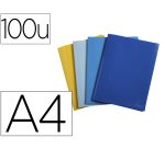 Carpetas de fundas Polipropileno recicladas Opak reciclado flexible 4/10 e - (Vistas: 200 Fundas: 100) - 24x32 cm para A4 - Colores surtidos