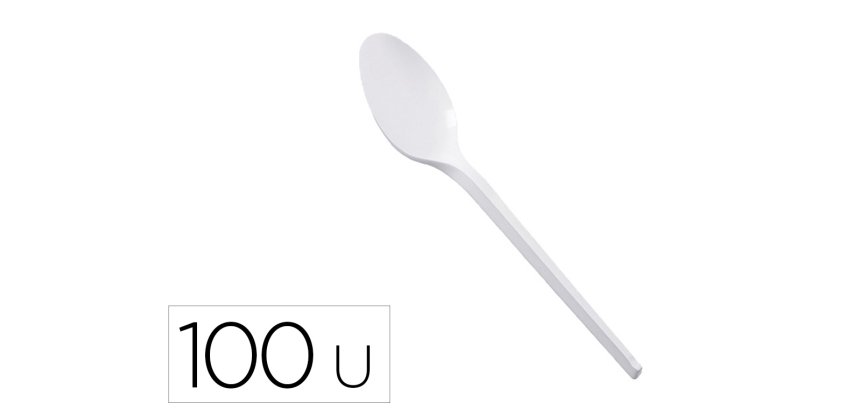 Cuchara sopera de plastico blanco reutilizable paquete de100 unidades