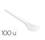 Tenedor de plastico blanco reutilizable paquete de 100 unidades